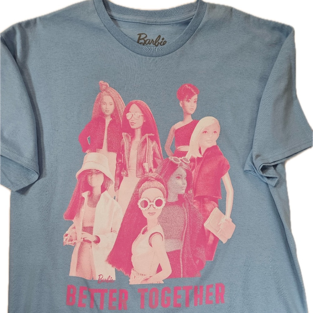 Barbie Shirt Womens XL Blue Better Together Graphic‎ Tee Hybrid Mattel NEW